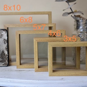 Wood White Black Glass floating frame tabletop