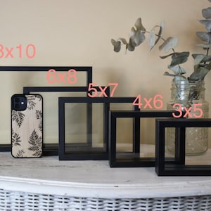 Cornice galleggiante in legno bianco nero in vetro da tavolo per fiori pressati