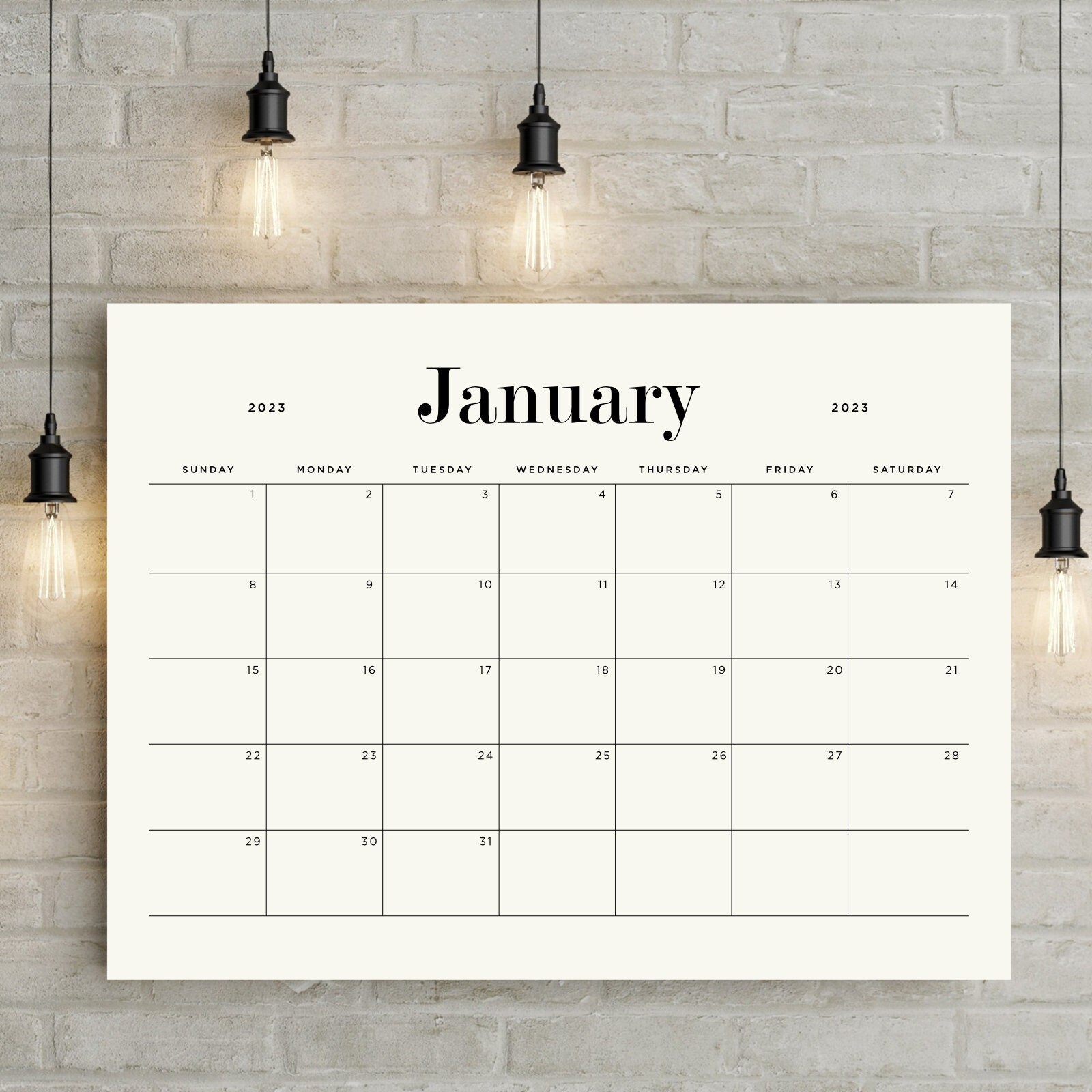 2023 Wall Calendar Printable Large Wall Calendar Giant Wall - Etsy