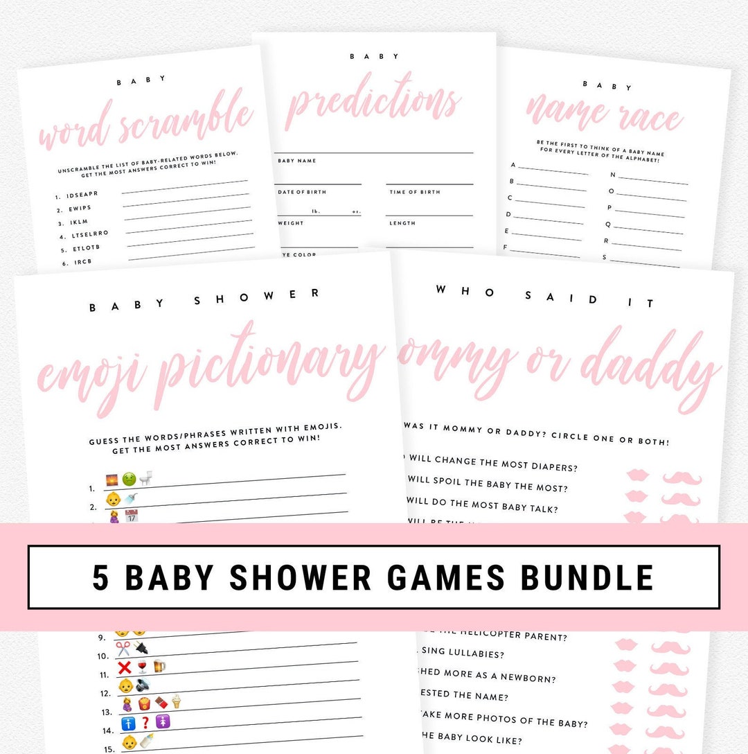 Baby Girl Baby Shower Activities Pink Baby Shower Games Etsy