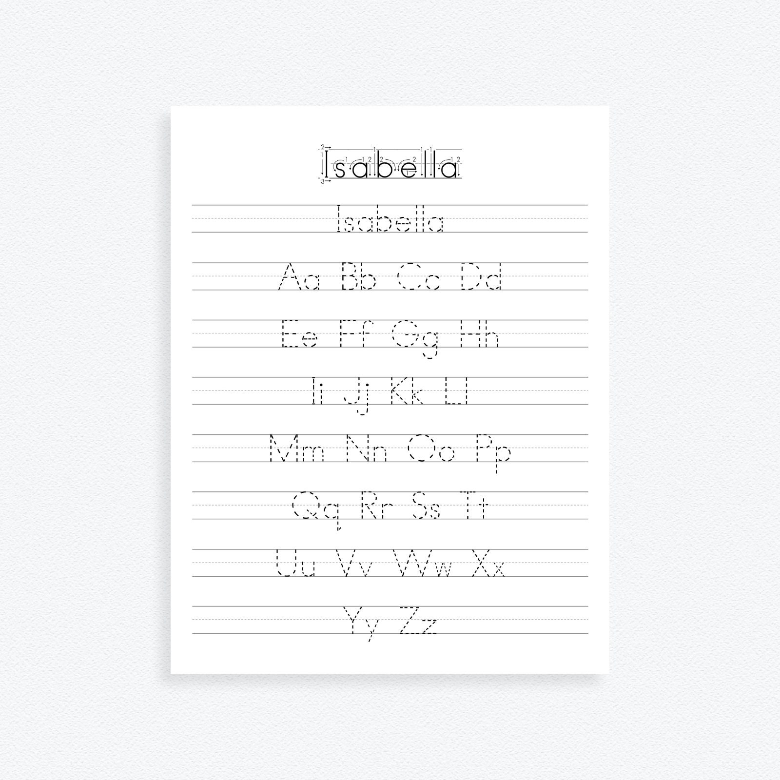 name writing worksheet alphabet practice preschool etsy