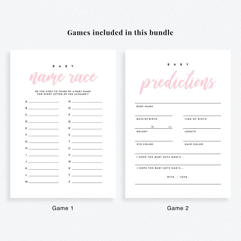 Baby Girl Baby Shower Activities Pink Baby Shower Games Etsy