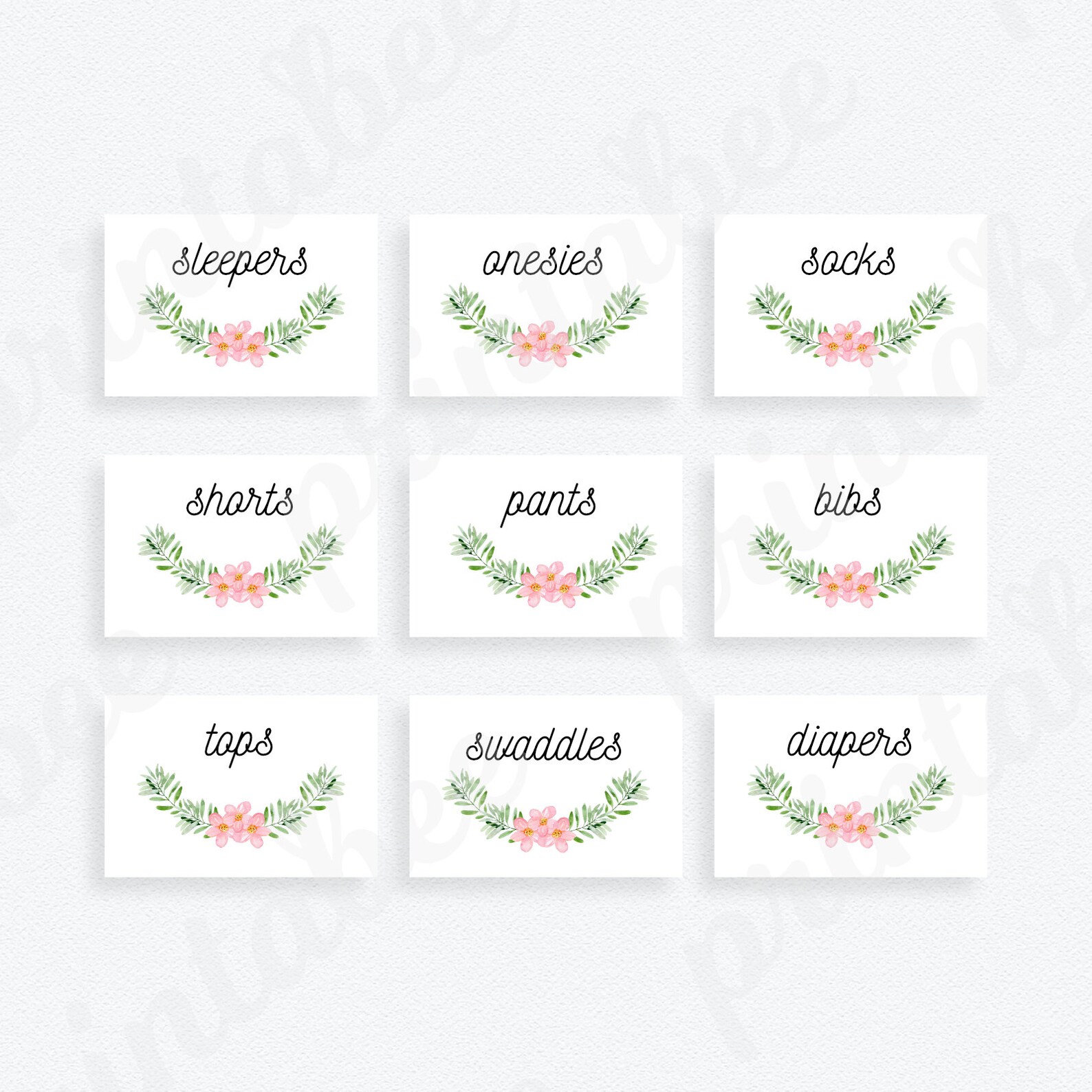 Printable Pink Floral Baby Nursery Drawer Labels Baby Clothes Etsy