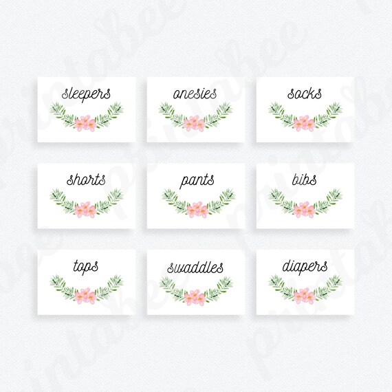 Printable Pink Floral Baby Nursery Drawer Labels Baby Clothes Etsy