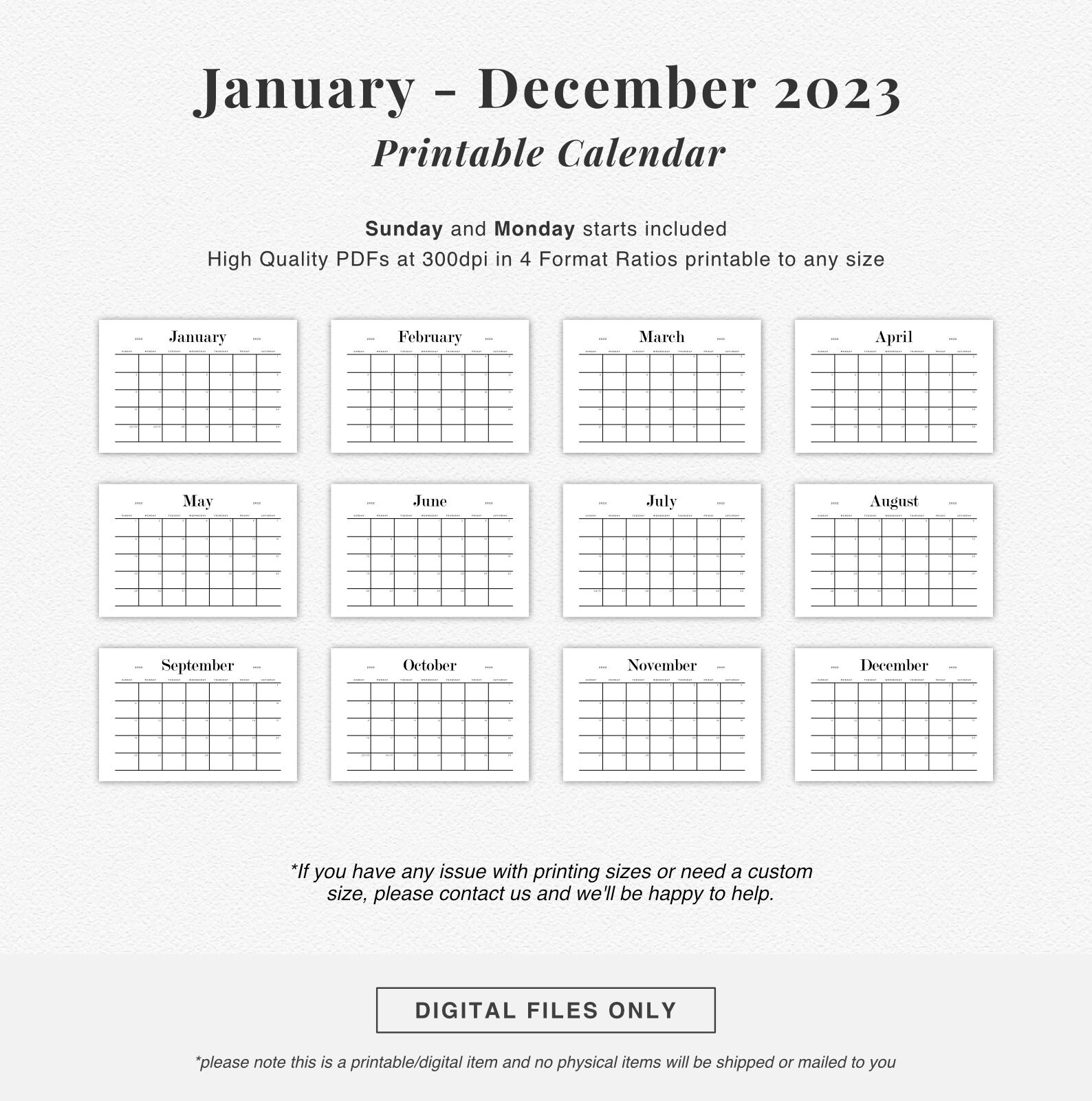 2023 Wall Calendar Printable Large Wall Calendar Giant Wall - Etsy UK