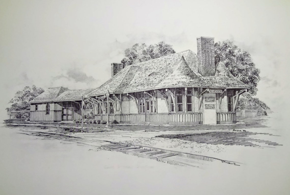 Cass Street Depot Pencil Drawing, Fort Wayne, IN - Etsy