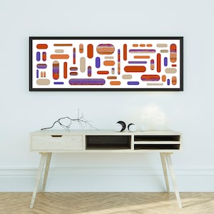 Abstract art print, colorful wall art, modern art printable, geometric print, narrow  wall art, living room decor, horizontal wall art