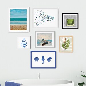 Oceanic Vibes: Printable Fish Art for Bathroom Gallery Wall Decor, Gallery wall prints, bathroom gallery wall art, printable wall art set