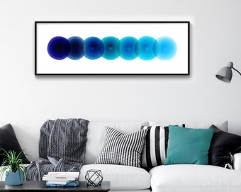 Blue Gradient Abstract Wall Art: Long Horizontal Print (Digital Download)