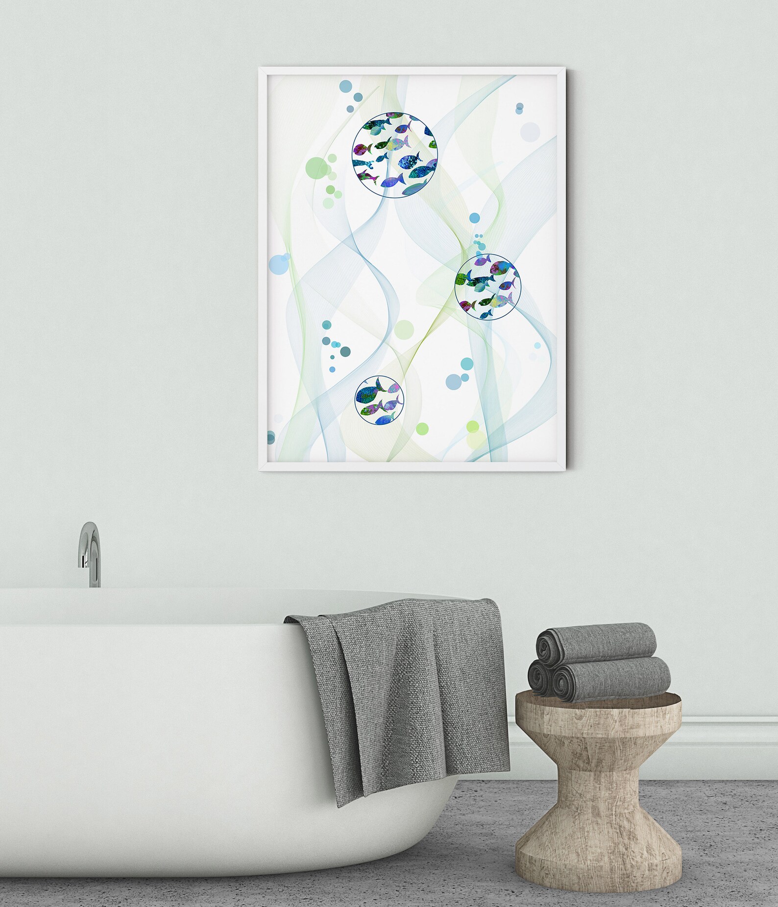 Fish printable wall art bathroom decor colorful fish | Etsy