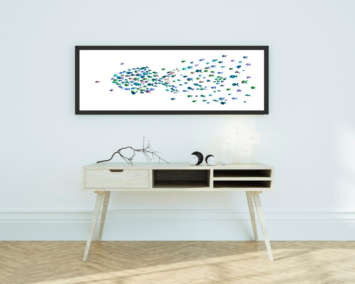 Bathroom Art, Fish Decor, Bathroom Wall Art, Fish Art, Long Narrow Art ...