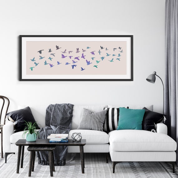 Large Horizontal Wall Art Bird Prints Wall Art Long Narrow Etsy