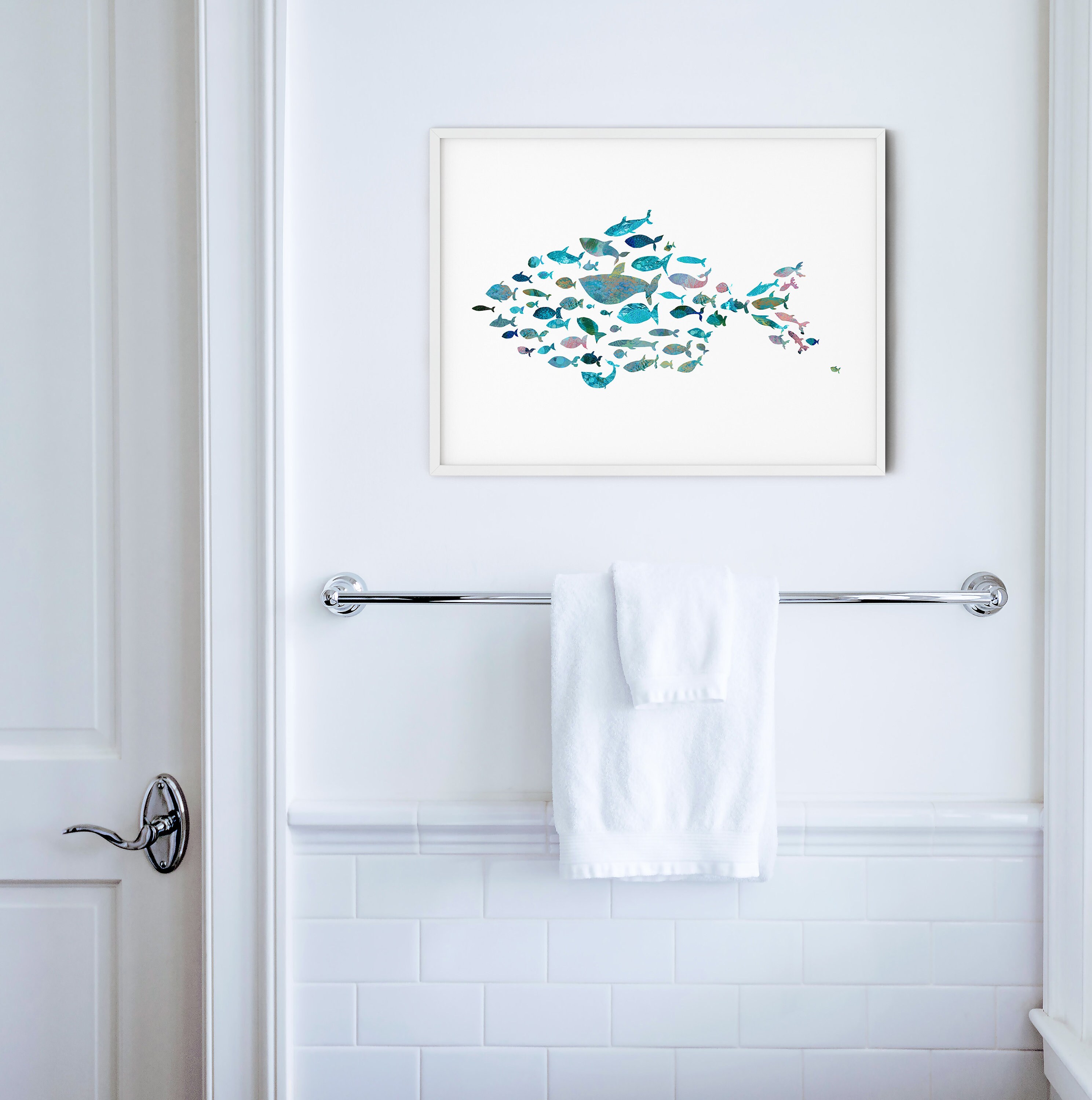 Bathroom Wall Art Watercolor Fish Printable Wall Art | Etsy