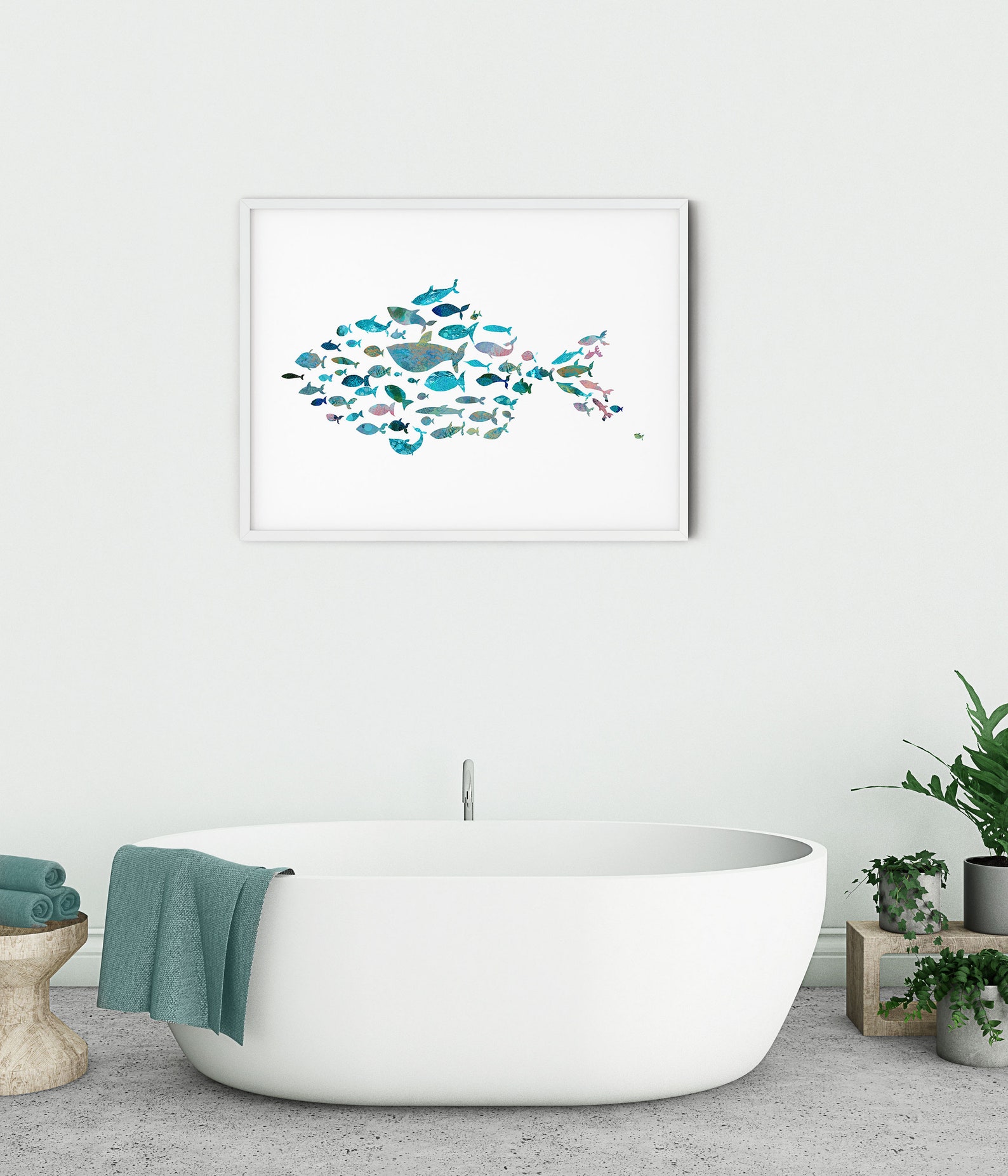 Bathroom Wall Art Watercolor Fish Printable Wall Art | Etsy