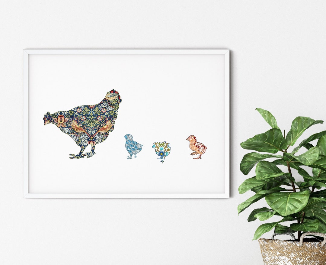 Chicken Wall Art, Horizontal Wall Art, Kitchen Art Print, Farmhouse