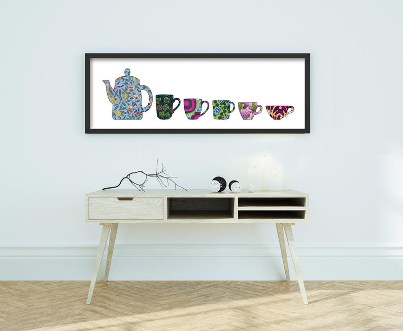 Vintage Teacup & Coffee Art Nouveau Print: Kitchen Coffee Bar Decor (Digital Download) image 4