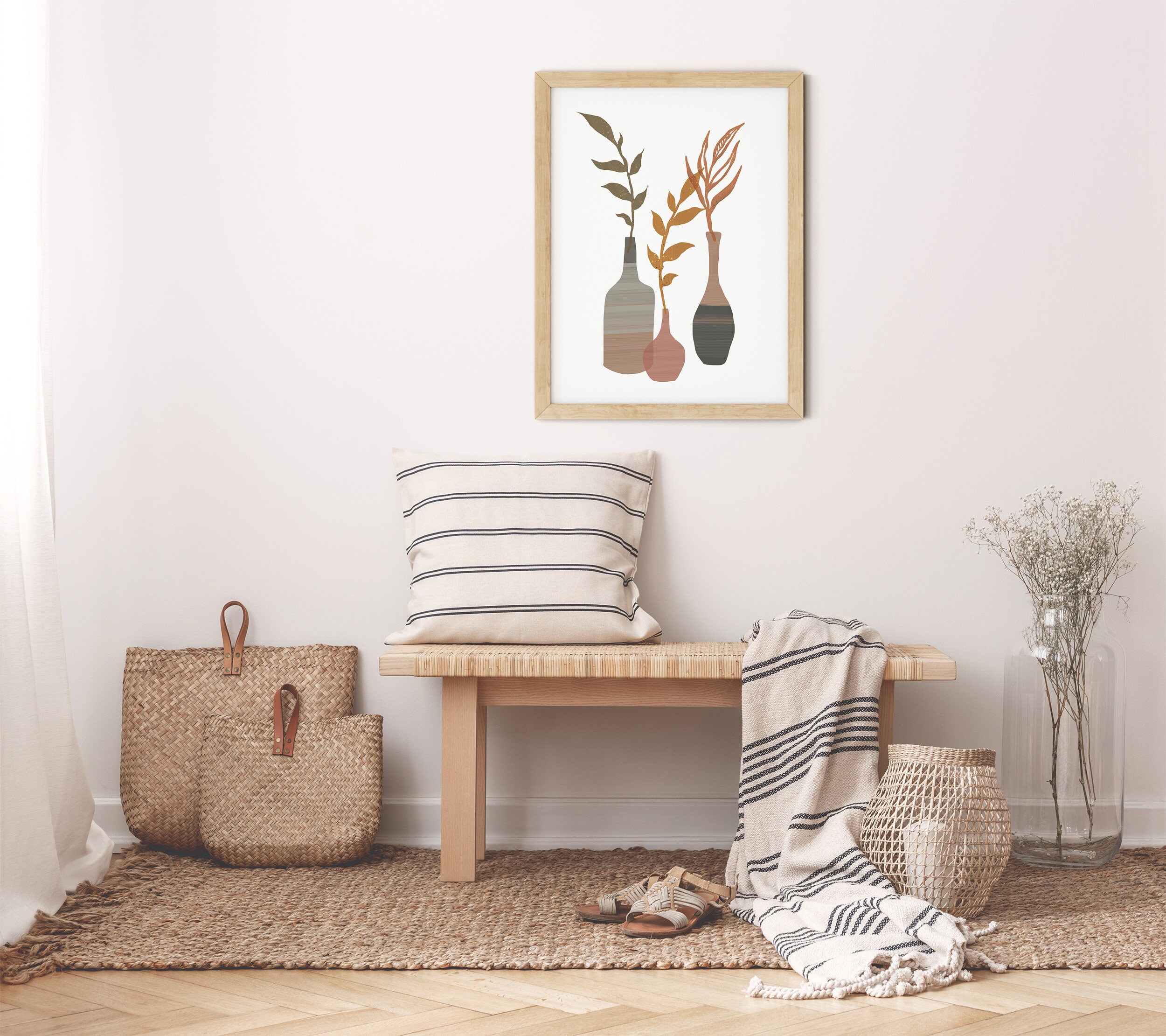 Boho Wall Art Living Room Wall Art Leaves Wall Art - Etsy Singapore