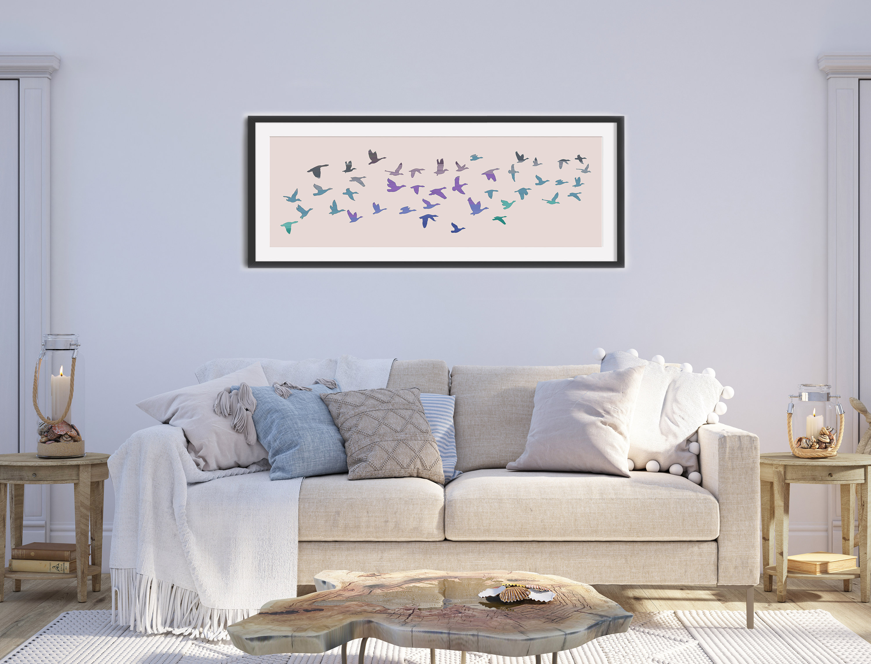 Large Horizontal Wall Art Bird Prints Wall Art Long Narrow Etsy