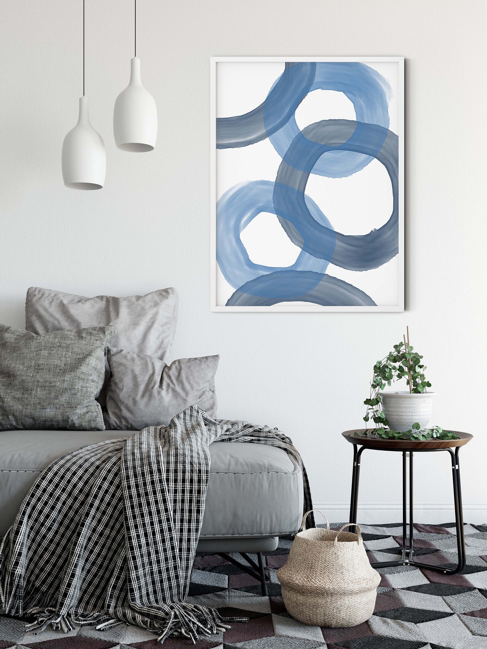 Wall art printable light blue wall art modern art shapes Etsy
