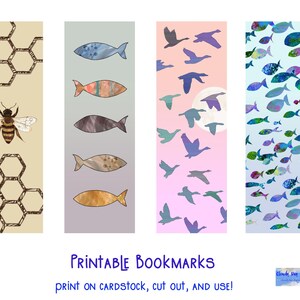 Colorful Animal Bookmarks: Fish, Birds, Chickens, Bees (PDF Download)