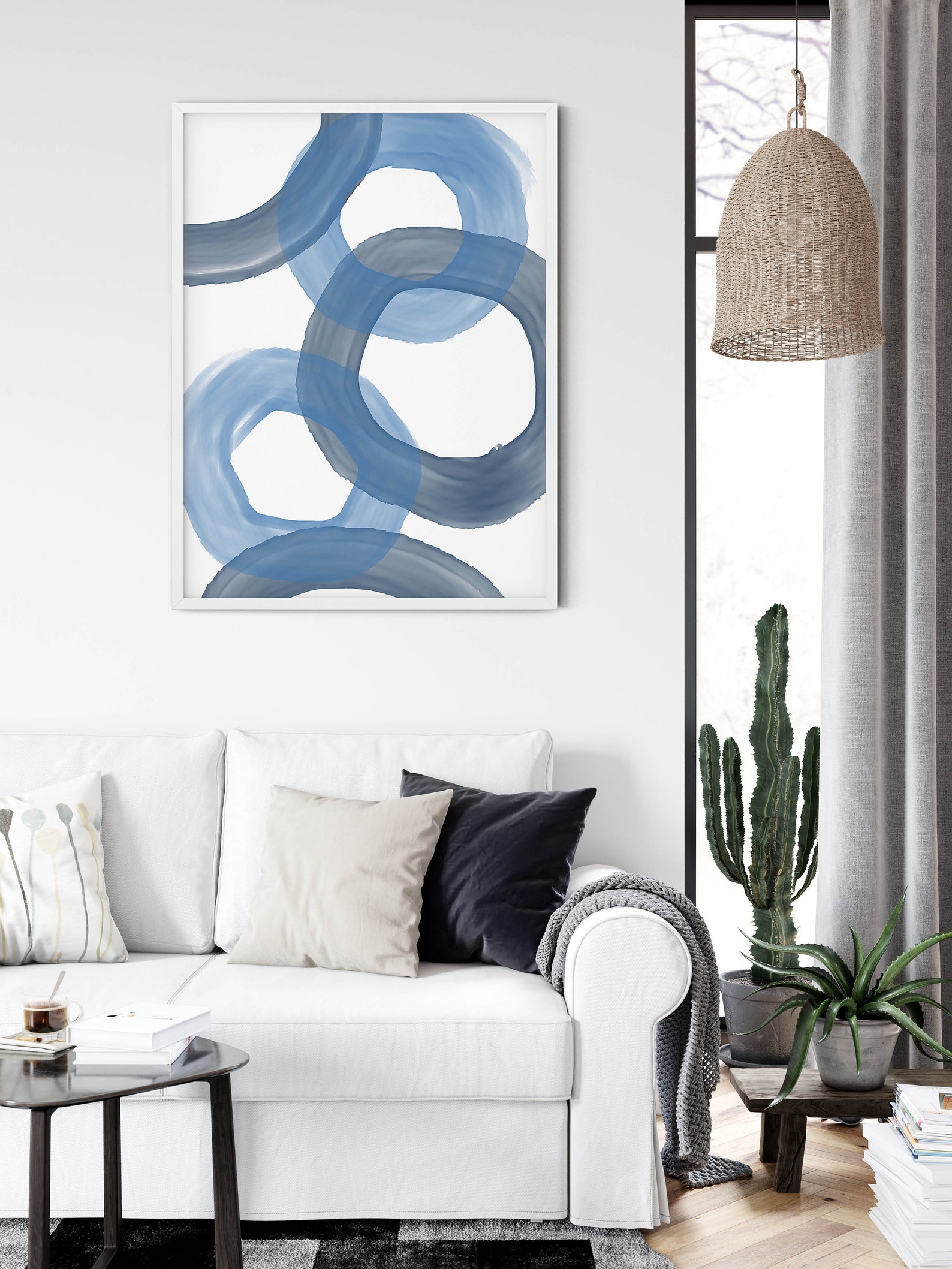 Abstract Wall Art, Light Blue Wall Art, Modern Art Print, Digital