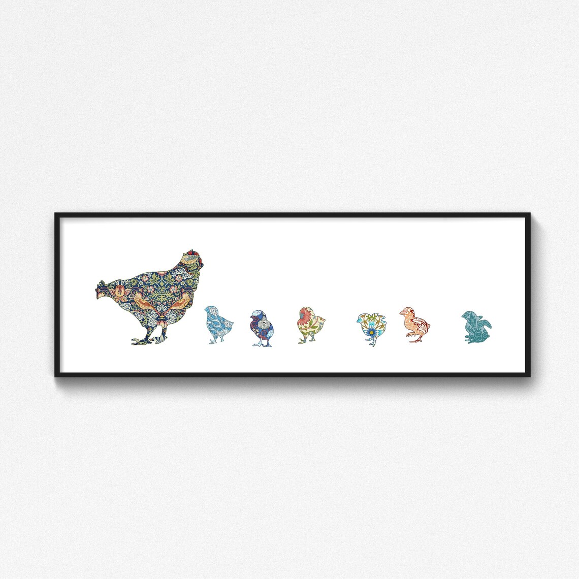 Long Narrow Wall Art Horizontal Wall Art Chicken Wall Art Etsy