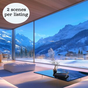 Modern Minimalist Virtual Background: Winter in the Mountains - Zoom, Teams, WebEx (Digital Download)