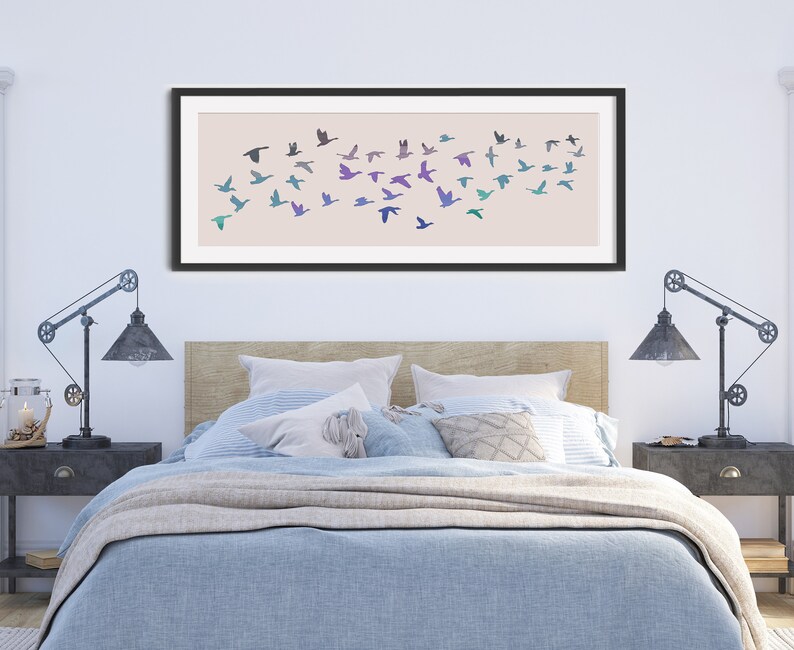 Large Horizontal Wall Art Bird Prints Wall Art Long Narrow Etsy