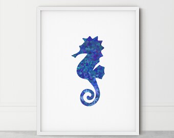 Seahorse wall art, nautical wall art, beach house decor, seahorse decor, bathroom wall art, kids bathroom printable wall art