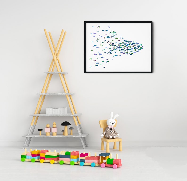 Bathroom Decor Fish Wall Art Bathroom Wall Art Fish Print Etsy
