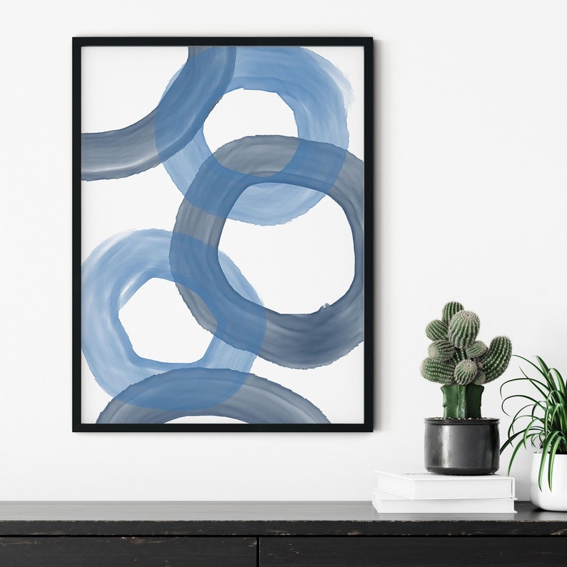 Abstract Wall Art, Light Blue Wall Art, Modern Art Print, Digital