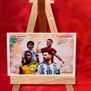 Kundenspezifische Karte Vier Unterschriften (Cristiano Ronaldo - Messi - Pele - Maradona)
