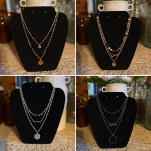 Layered necklaces, Gold layered necklaces, Silver layered necklace, Pendant necklaces, Silver charms, Gold charms