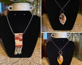 Long boho necklaces, Draping necklaces, Woven tassel necklaces, Pendant necklaces