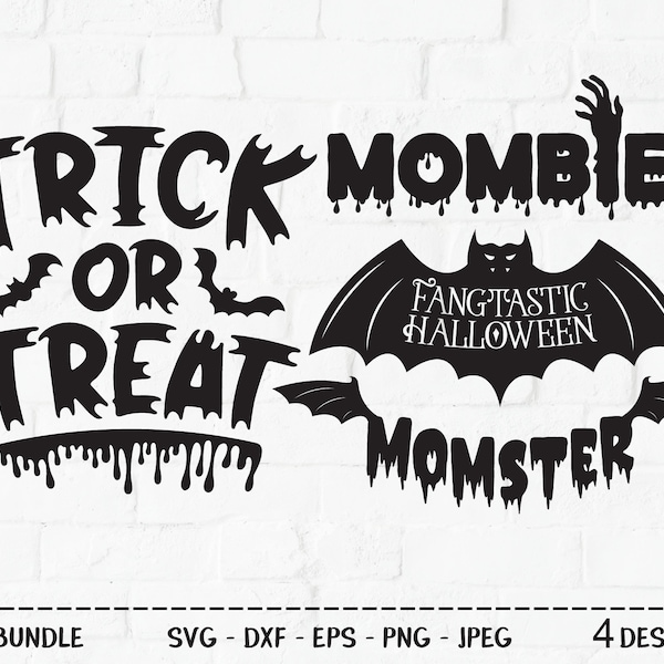 Halloween Bundle SVG, Cut Files, Halloween Shirt Design, Spooky Vampire Bat, Dracula Fangs, Monster, Zombie, Cricut, Silhouette, DXF, PNG