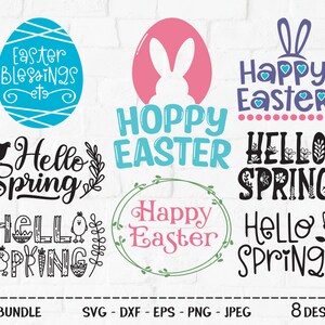 Easter Bundle SVG, Cut File, Spring Shirt Design, Cute Bunny Ears, Hearts, Spring Blessings, Hoppy Easter Egg, Cricut, Silhouette, DXF, PNG