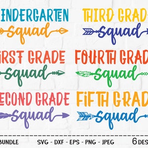 School Grades Bundle SVG, Cut Files, K-5th Grade Shirt Designs, Tribal Arrow, Back To School, Kids, Boy, Girl, Cricut, Silhouette, DXF, PNG