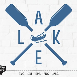 Lago SVG, arquivo cortado, design de camisa de verão, vida no lago, férias em acampamento, diversão ao ar livre, aventura, remos de barco, Cricut, silhueta, DXF, PNG