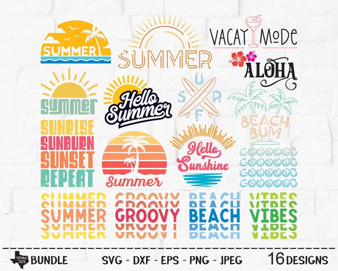 Summer Bundle SVG, Cut Files, Vacation Shirt Designs, Sunshine ...