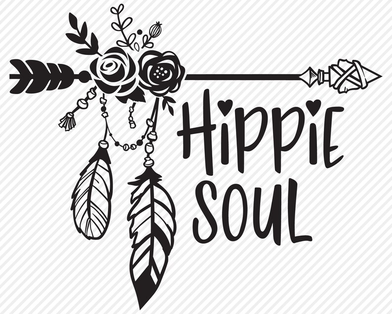 Hippie Soul SVG Cut File Tribal Arrow Hippie Feathers | Etsy