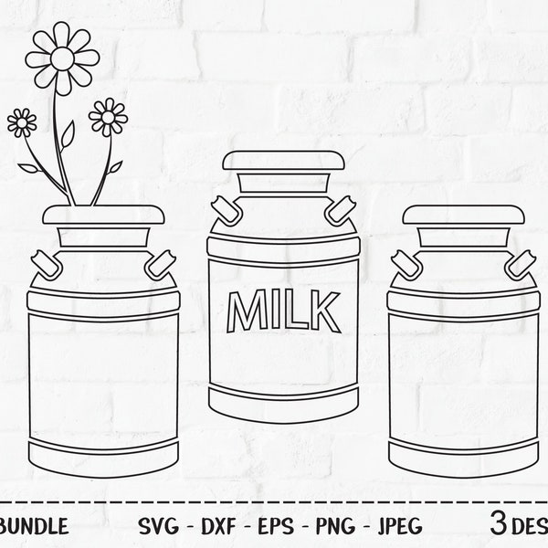 Milk Can Bundle SVG, Cut Files, Country Design Assets, Farmhouse Decor, Milk Cow, Western, Sunflower, Cowgirl, Cricut, Silhouette, DXF, PNG