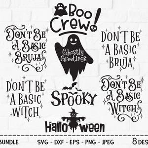 Halloween Bundle SVG, Cut Files, Spooky Shirt Design, Pumpkin Patch, Bruja, Witch, Vampire Bat, Ghost, Skull, Cricut, Silhouette, DXF, PNG