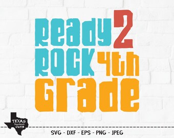 May include: Ready 2 Rock 4th Grade in colorful block letters against a white brick background.