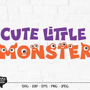Süße kleine Monster SVG, geschnitten E-Datei, Monster Shirt Design, Monster Geburtstagsparty, Halloween, junge, Mädchen, Augen, Cricut, Silhouette, DXF, PNG