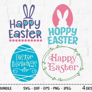 Easter Bundle SVG, Cut File, Easter Shirt Design, Cute Bunny Ears, Hearts, Spring Blessings, Hoppy Easter Egg, Cricut, Silhouette, DXF, PNG