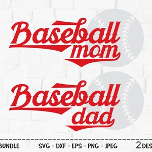 野球ママとパパのバンドル SVG、カット ファイル、野球シャツ デザイン、スポーツ好き、ボール遊び、父親、母親、男の子、クリカット、シルエット、DXF、PNG