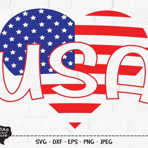 Usa Heart SVG, Cut File, Patriotic Shirt Design, 4th of July, Love, Hearts Flag, Independence, Stars Stripes, Cricut, Silhouette, DXF, PNG