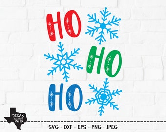 Ho Ho Ho SVG, Cut File, Christmas Holiday Shirt Design, Frosty Snowflakes, Santa Saying, Winter Wonderland, Cricut, Silhouette, DXF, PNG