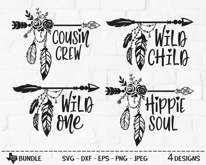 Download Tribal Arrow Bundle SVG Cut File Hippie Feathers Camping ...