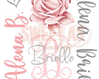 INSTANT DOWNLOAD- Customizable** Baby Girl Blanket -Pink Rose Theme for sublimation printing-.studio3 file, jpeg, png,silhouette